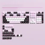 Adorable Cute Rabbit Keycaps Set: 140-key PBT dye-sub set featuring whimsical minimalist rabbit illustrations and unique translucent sides.