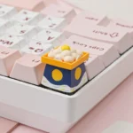 Handcrafted Whimsical Dango keycaps. Japanese artisan aesthetic. Multiple angles of serene moon-gazing and flower-viewing scenes.