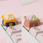 Whimsical Handcrafted Dango keycaps featuring a gentle, round character in a serene Japanese aesthetic, perfect for artisan keyboard enthusiasts.