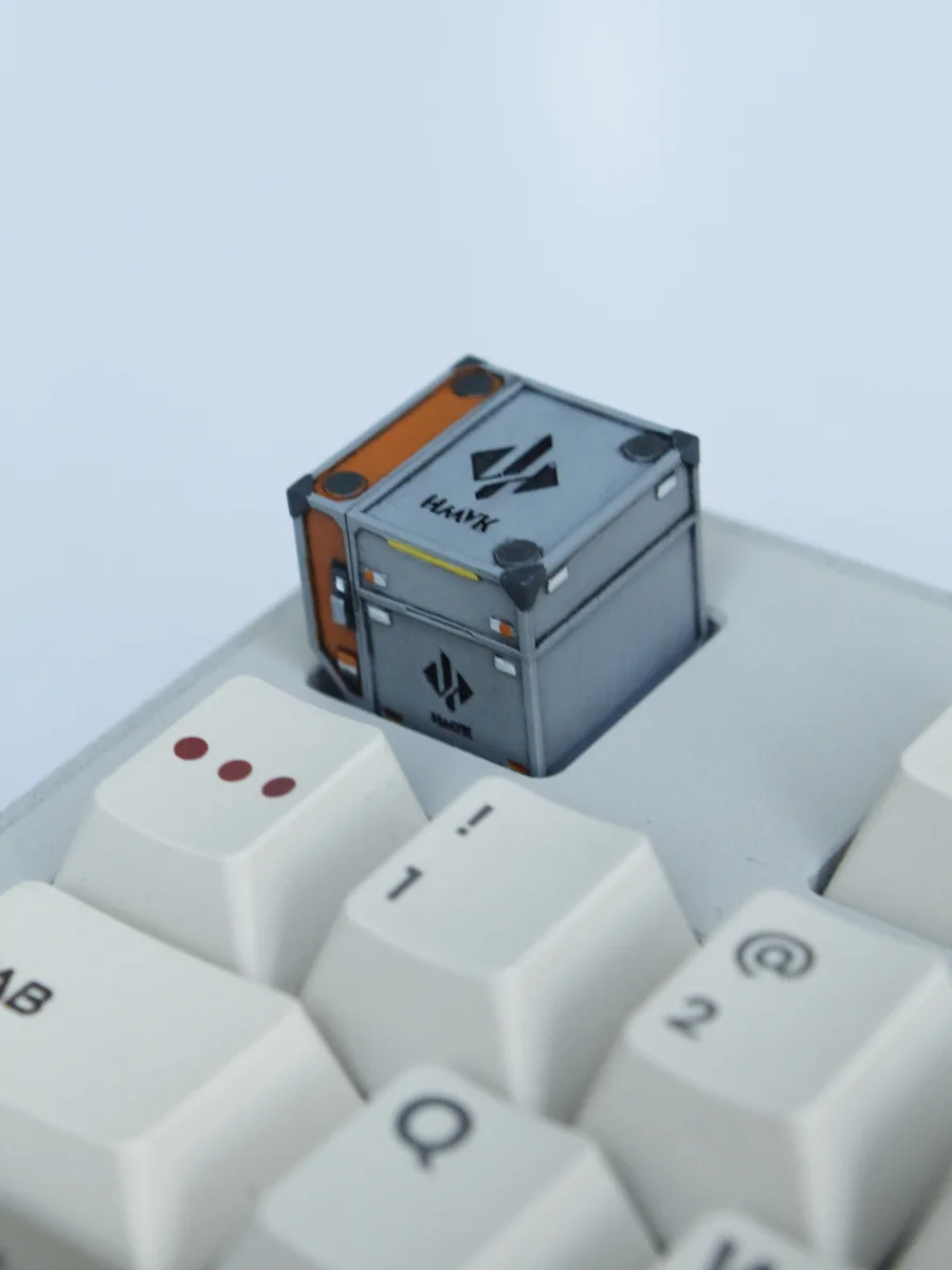 A detailed view of the premium resin Delta Force flight case keycap, showcasing its rugged, tactical design and military-inspired precision from multple angles.