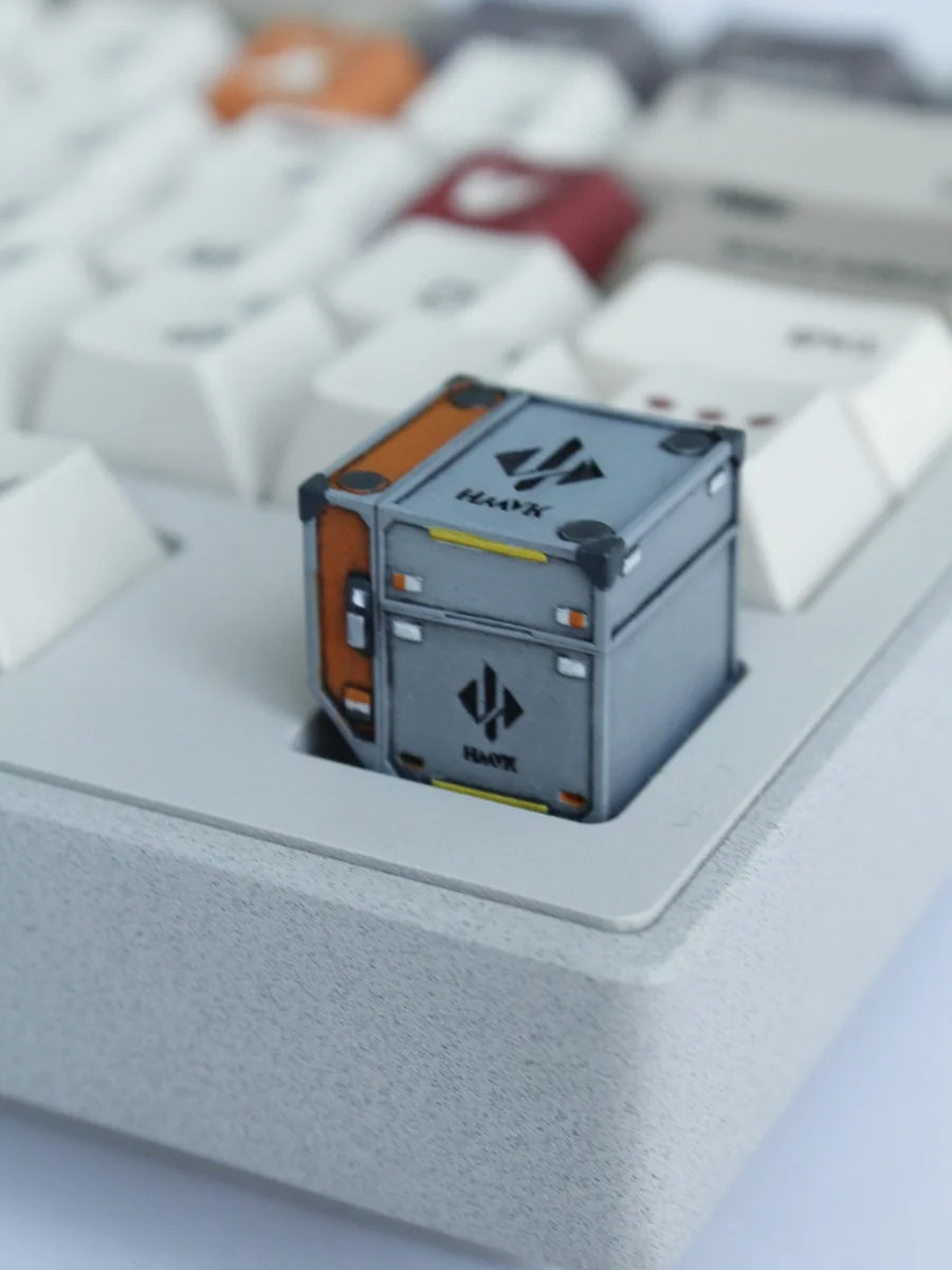 Delta Force Flight Case Keycap, crafted from premium resin, showing its tactical design and rugged industrial aesthetics from a detailed angle.