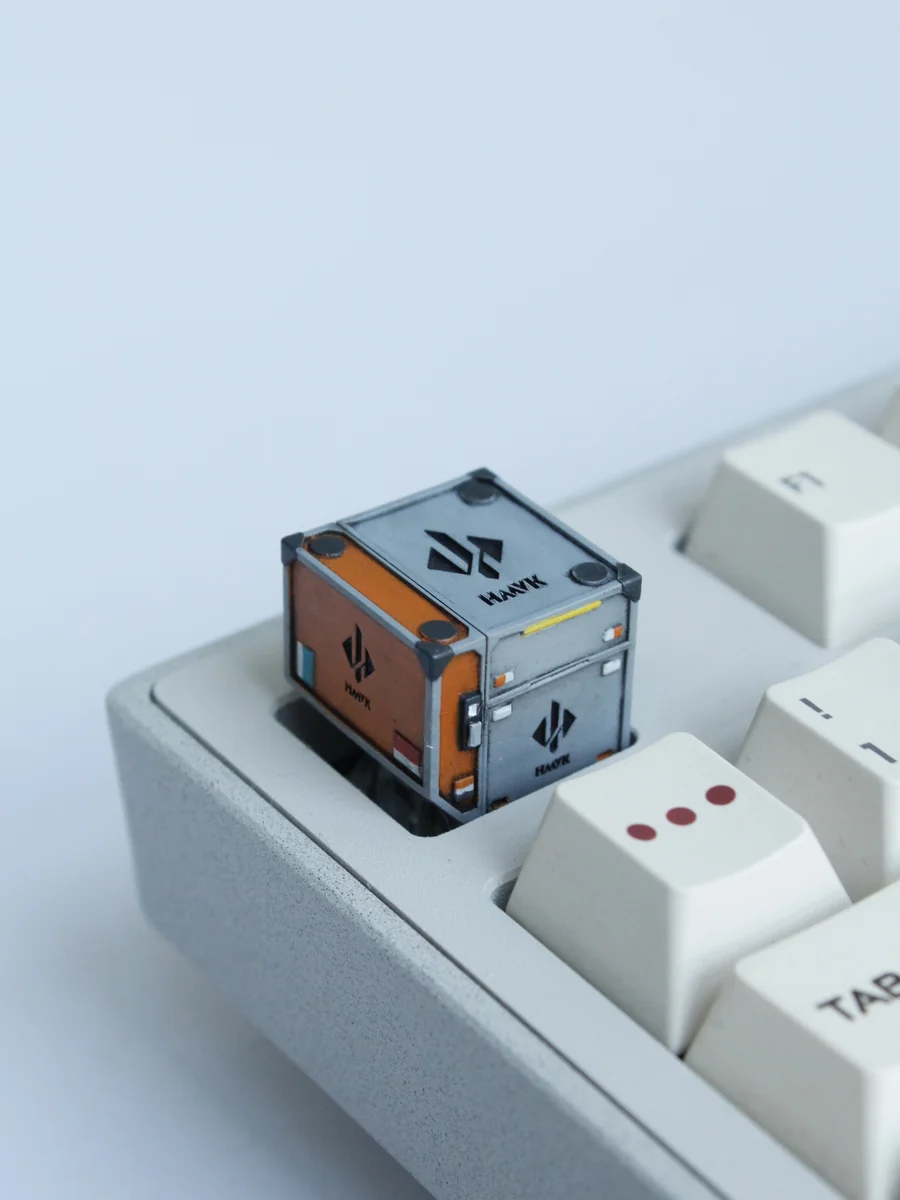 Premium resin Delta Force Flight Case Keycap featuring a miniature tactical flight case design with rugged industrial aesthetics and military-inspired.
