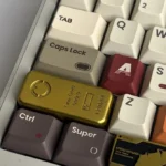 Close-up views of the premium Delta Force Pure Gold Bar Artisan Keycap, showcasing its handcrafted resin details and tactical design from multiple angle.