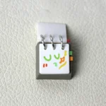 Handcrafted Resin Calendar Keycap: intricate miniature calendar for daily moods, weather, and reflection. Angles show unique resin desk art.