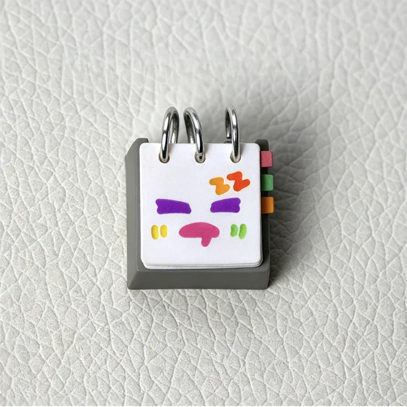 Resin Calendar Keycap, handcrafted, showcasing its intricate mood and weather calendar. Artistic desk art for reflection.