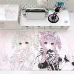Sweet Cat Girl Desk Mats, showcasing its charming design and waterproof protection on a workspace. Perfect for a whimsical and inviting aesthetics.