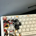 Detailed view of the exclusive Digimon Gallantmon PBT Dye-sub Keycap Set, revealing vibrant Digimon art featuring Gallantmon and friends.