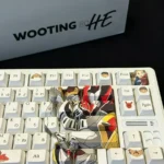 Vibrant Digimon Gallantmon PBT Dye-sub keycap set displayed from a playful new angle. See the exclusive, character-rich art for your epic digital adventure.