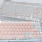 Dreamy Star Glitter PC Keycap Set, showcasing frosted translucent keycaps with ethereal sparkle and soft pastel diary aesthetic.