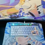 Durandal Honkai Impact 3rd side-lit PBT keycap set, showcasing heroic artistry and sleek, translucent side-printed legends from a premium angle.