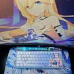 Premium Durandal Honkai Impact 3rd PBT keycap set showcasing heroic artistry and sleek, translucent side-lit legends. Elevate your keyboard.