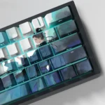 Elegant Ancient Chinese PBT side-lit keycaps, showcasing their serene ink wash aesthetic and subtle, clean side-engraved legends.