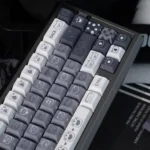 Unique Emo Kitten PBT Keycap Set viewed from various angles, showcasing whimsical expressive feline characters and the soft, durable PBT finish.