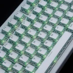 Gallery view of Ethereal Refraction Translucent PBT Keycaps Set, revealing their unique hollow design and stunning light refraction, creating an ethereal design.