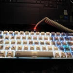 Rei Ayanami Evangelion PBT keycaps set. Multiple angles reveal the iconic anime aesthetic. An artistic set for fans.