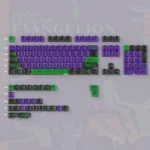 Exclusive Evangelion Unit-01 PBT dye-sub keycap set, 'Folded Shadow' variant, featuring a captivating abstract geometric design.