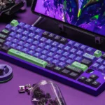 Exclusive Evangelion Unit-01 PBT Dye-Sub Keycap Set main display, showcasing its abstract geometric design in iconic design.