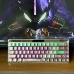 Premium Evangelion Unit-01 Metallic Dye-Sub Keycaps Set, showcasing the iconic mecha aesthetic in striking hues.