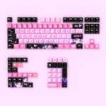 Mystical Valorant Clove PBT keycaps Set, showcasing a two-tone design with ethereal side-lit legends and dark, premium hues.