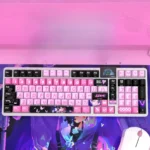 Valorant Clove Side-Lit PBT Keycaps set, highlighting the mystical dark aesthetic, glowing side-lit legends, and an ethereal twilight butterfly. Premium design.