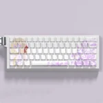 Close-up of the exclusive Violet Evergarden PBT dye-sub keycap set, highlighting its elegant artistic tones.