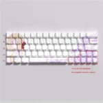 Elegant Violet Evergarden PBT dye-sub keycap set, artistically showcasing its exclusive design from an alternate angle.