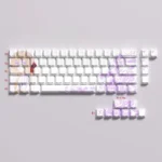 Elegant 74-key Violet Evergarden PBT dye-sub keycap set in refined artistic tones, ideal for 60-65-68 mechanical keyboards.