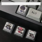 Exclusive Gintama artisan resin keycaps displayed from multiple angles, highlighting the intricate anime-themed details, vibrant colors, and unique design.