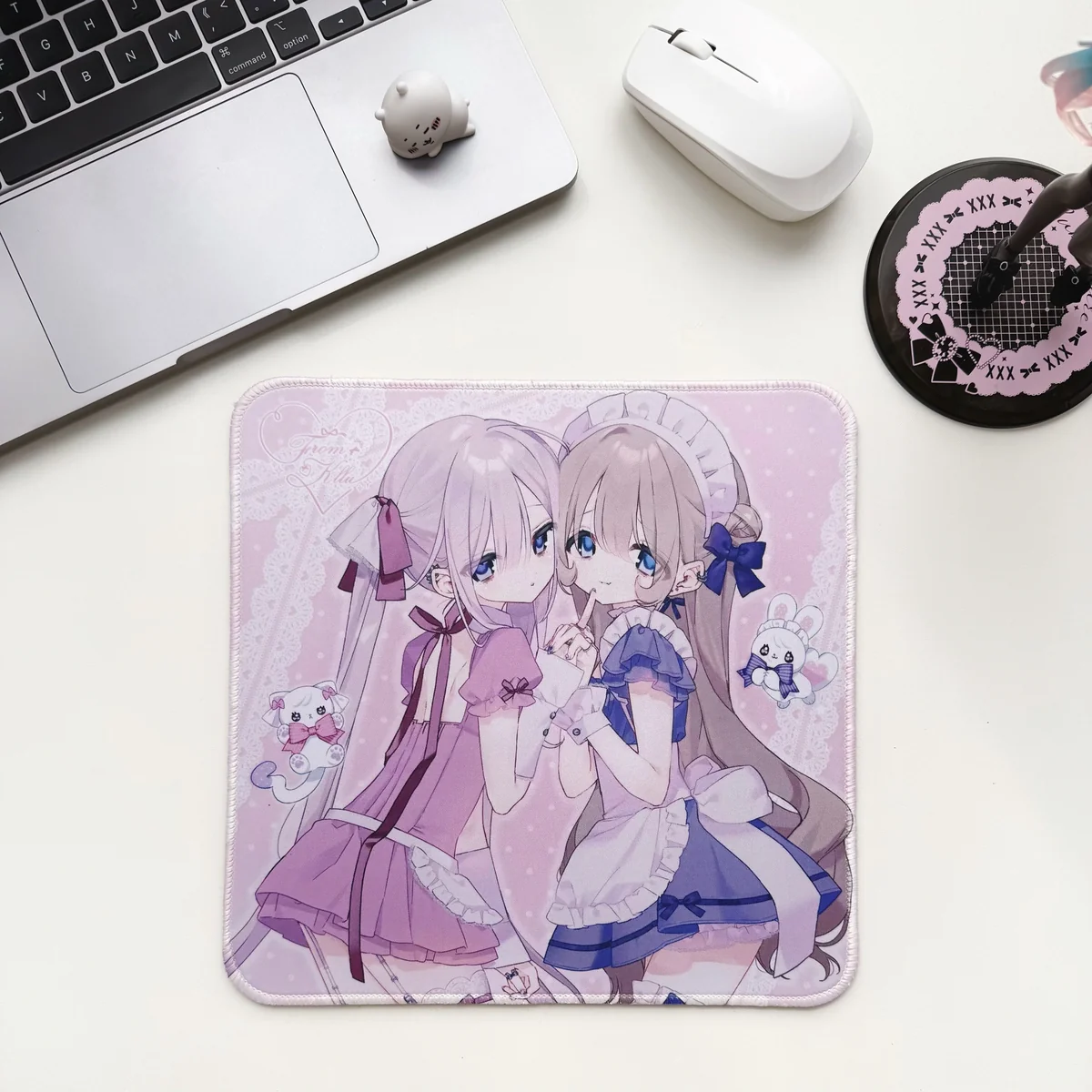 Unique Adorable Girl Wishes Mouse Pad, shown from a charming new angle, revealing its cute design, soft colors, and enchanting shaped design.