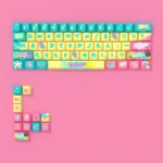 A vibrant close-up of the Graffiti Splatter Side-Print PBT RGB Keycap Set, highlighting the dynamic art and crisp side legends, perfect for RGB keyboard.