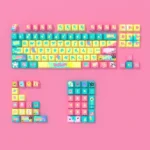 Vibrant graffiti splatter art on side-print PBT keycaps set, optimized for RGB lighting. This artistic set features dynamic colors and modern legends.