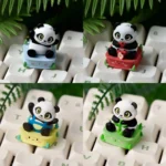 Handcrafted resin panda keycap, an adorable and intricately detailed ESC charm, adding whimsical, artistic flair to your keyboard.