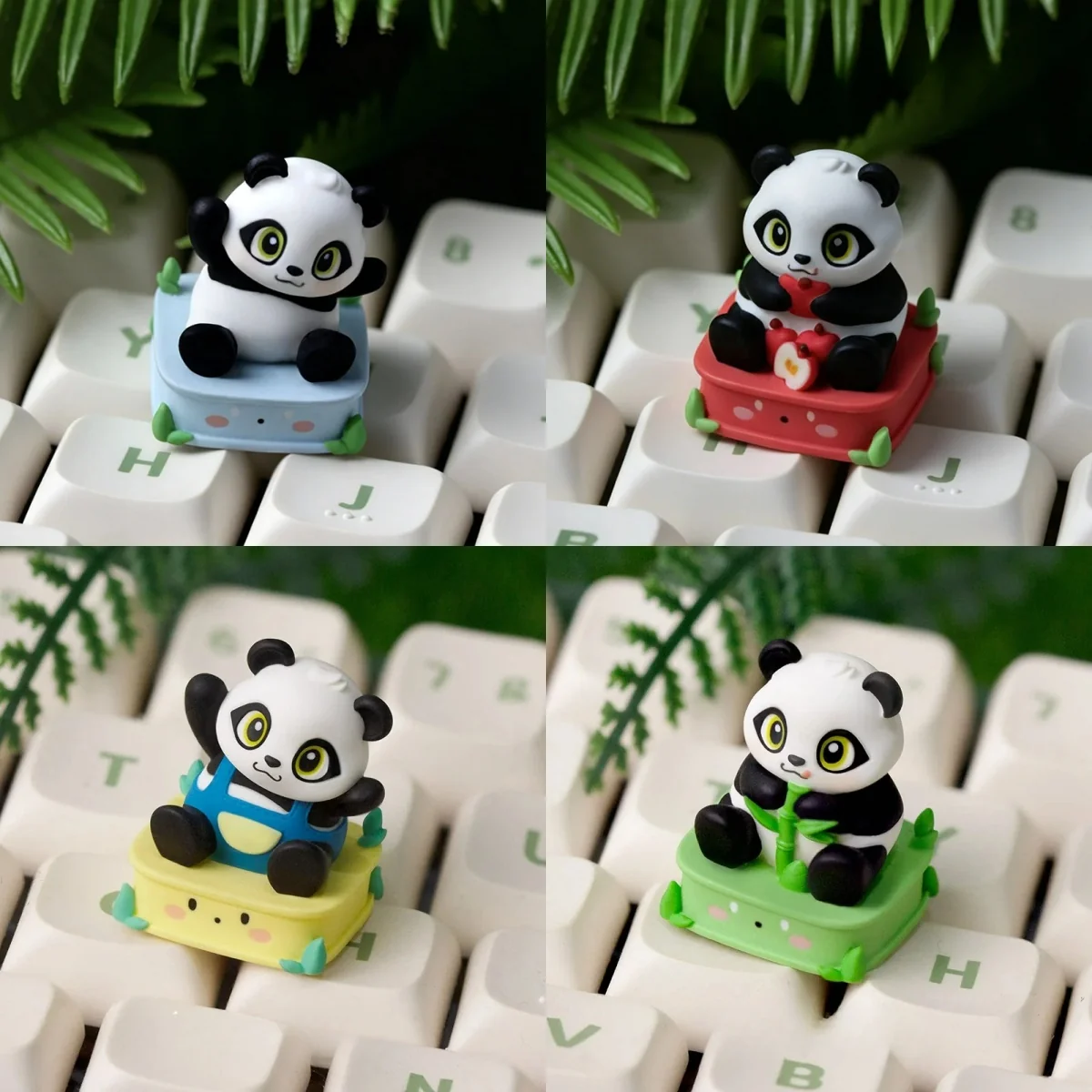 Handcrafted resin panda keycap, an adorable and intricately detailed ESC charm, adding whimsical, artistic flair to your keyboard.