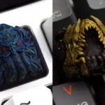 Dark, intricate, handcrafted Cthulhu resin ESC keycap showcasing a cosmic horror design, an artistic Lovecraftian artisan piece.