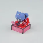 Playful Hatsune Miku artisan ESC keycap captured from a dynamic top-down angle, highlighting its vibrant details and exclusive pop-culture.