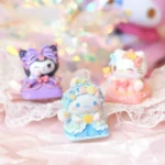 Whimsical Hello Kitty artisan resin ESC keycap, shown from multiple angles, highlighting its vibrant, handcrafted details and iconic character design.