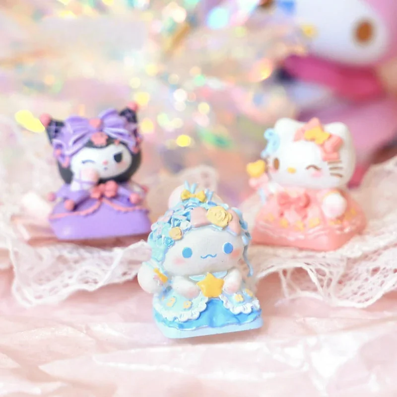 Whimsical Hello Kitty artisan resin ESC keycap, shown from multiple angles, highlighting its vibrant, handcrafted details and iconic character design.