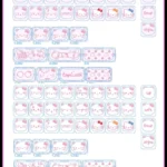 Playful Hello Kitty translucent PC supplement keycaps set, glowing pink and clear, showcasing the iconic design for a whimsical keyboard aesthetic.