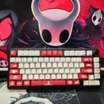 Exclusive Hollow Knight The Knight PBT keycap set, capturing the iconic hero's melancholic essence in a striking dark fantasy art style.