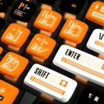 A collection of Horizon translucent PBT keycaps set showcasing revolutionary all-around RGB light diffusion from multiple angles, highlighting their setup design.
