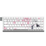 Hyouka Eru Chitanda PBT shine-through keycaps, displaying the artistic side-printed legends and anime character art from various angles.