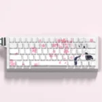 Hyouka Eru Chitanda PBT shine-through keycaps set, side-printed with anime art, displayed from multiple angles to highlight the clean legends.