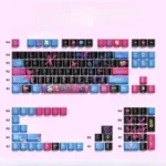 Unleash chaos with this exclusive Jinx graffiti PBT keycaps set, displayed from multiple playful angles, highlighting vibrant League of Legends street art.