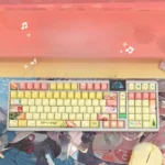 Kaguya keycaps set: Ethereal celestial anime design on translucent, side-printed PBT keycaps, glowing with cosmic beauty.