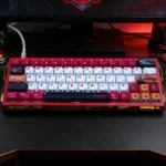 Dynamic angle of premium Kamen Rider Kuuga PBT keycaps from the Heroic Legacy Set, showcasing characters armor-inspired designs.