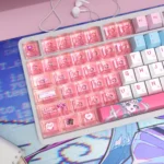 Exclusive Needy Girl Overdose KAngel Keycap Set, playfully showcasing vibrant internet-core artwork from various angles, highlighting its unique digital design.