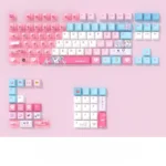 Exclusive Needy Girl Overdose KAngel keycap set, captured from a distinct angle, revealing its vibrant internet core aesthetic and playful digital character design.