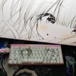 Line Art Keycaps TKL set displayed from various angles, highlighting the unique side-engraved, shine-through minimalist designs and subtle translucent design.