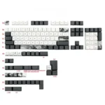 Serene Lotus PBT Dye-sub Keycap Set. Tranquil PBT keycaps with elegant lotus designs, viewed from multiple artistic angles.