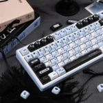 Love Prohibition PBT keycaps set from multiple angles, showcasing the vibrant lace art and playful design in high detail.